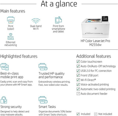 Hp Color Laserjet Pro M255dw Wireless Laser Printer