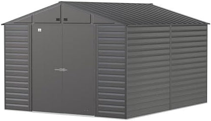 Arrow Select 10′ x 12′ Outdoor Lockable Steel Storage Shed Building, Charcoal